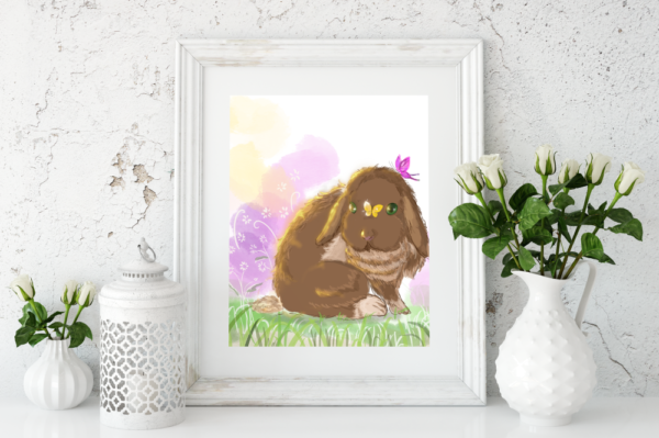 Kaninchen mit Schmetterlingen, Poster